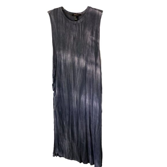 Forever 21 Blue Tie Dye Stitched Midi Summer Dress Size Medium - Picture 1 of 5
